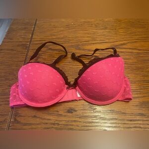 Maurices Hot Pink Lace Push-Up Bra with Dark Trim